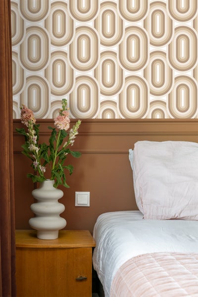 ESTAhome Tapete Retro-Ornamente Beige und Braun - 50 x 900 cm - 130981