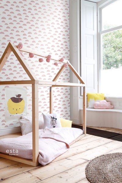 ESTAhome Tapete grafisches Motiv Rosa - 53 cm x 10.05 m - 139065