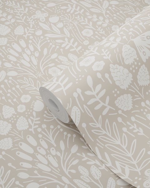 ESTAhome Tapete Blumen Hellbeige - 50 x 900 cm - 131253
