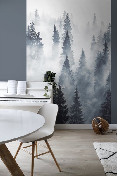ESTAhome Fototapete nebliger Wald Grün - 1,86 x 2,79 m - 158909