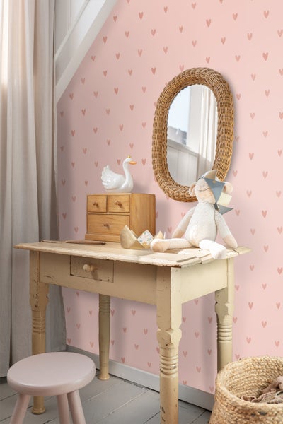 ESTAhome Tapete Herzchen Rosa - 53 cm x 10.05 m - 139768