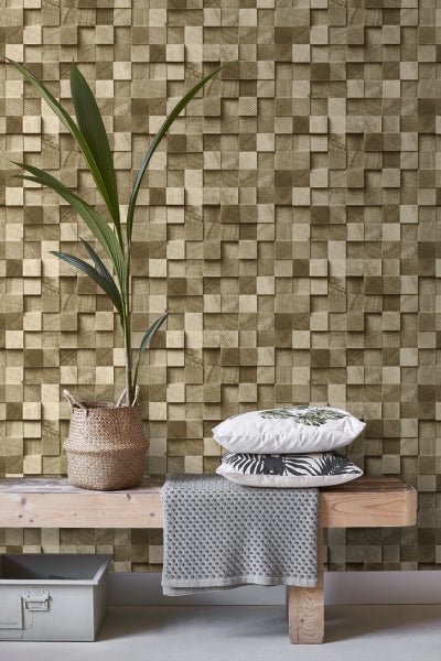 ESTAhome Tapete 3D Holzoptik Beigebraun - 53 cm x 10.05 m - 138529