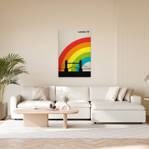 Dekoratives Wandbild mit Londoner Brücke und Regenbogen für Wohnräume