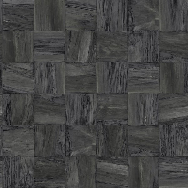 Origin Wallcoverings Tapete quadratische Holzstücke Schwarz - 53 cm x 10.05 m - 347520