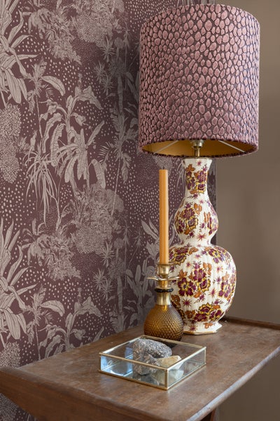 ESTAhome Tapete tropische Blätter Aubergineviolett - 50 x 900 cm - 139891