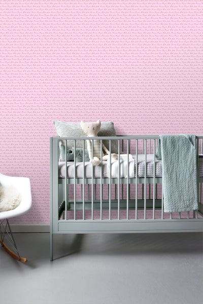 ESTAhome Tapete Prinzessinnen Wörter Babyrosa - 53 cm x 10.05 m - 114947