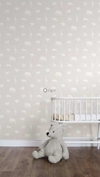 Origin Wallcoverings Tapete Tiere Warmgrau - 53 cm x 10.05 m - 347689
