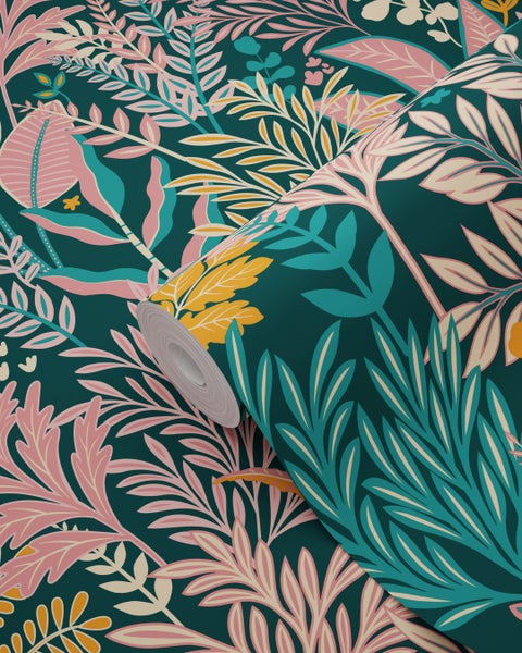 Tapetenrolle mit Pflanzenmuster, 53 cm breit und 10,05 m lang