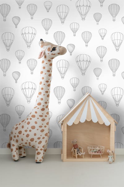 ESTAhome Tapete Luftballons Grau und Weiß - 50 x 900 cm - 139718