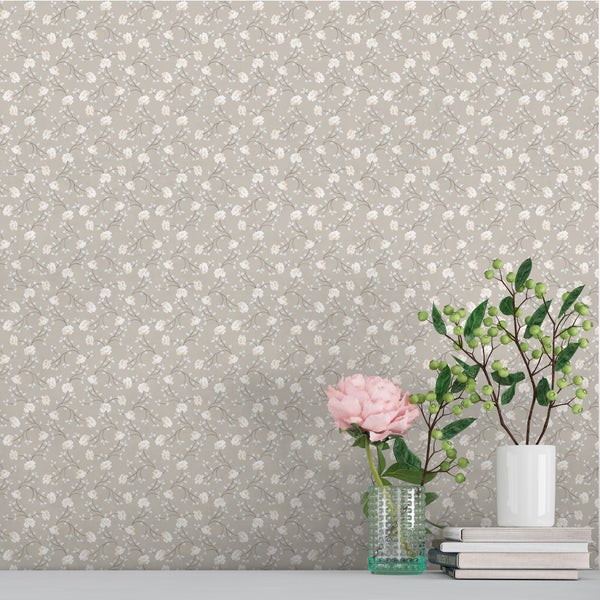 Sanders und Sanders Tapete Blumen Beige und Weiß - 53 cm x 10 m - 640185