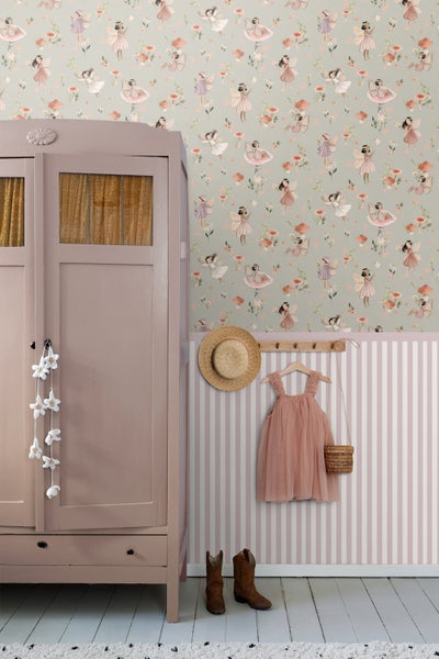 ESTAhome Tapete Elfen Rosa und Blaugrün - 50 x 900 cm - 131339