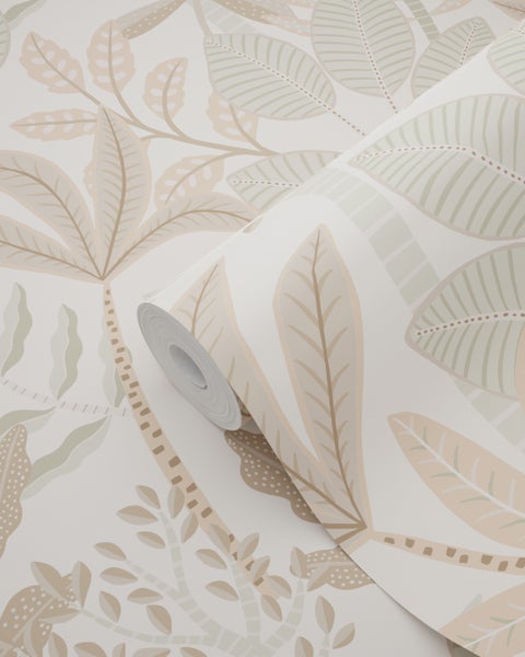 ESTAhome Tapete Blätter Grau, Beige und Graugrün - 50 x 900 cm - 139677