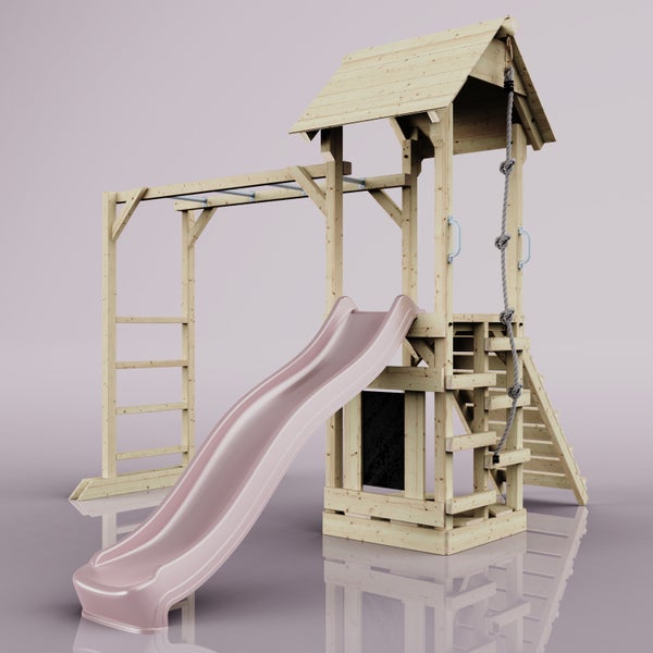PolarPlay Spielturm Lund aus Holz in Rosa,
