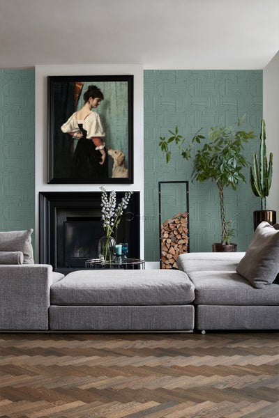 Origin Wallcoverings Tapete 3D-Muster Petrolgrün - 50 x 900 cm - 347874