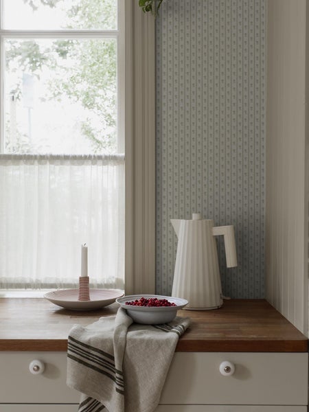 Borastapeter Tapete Blumen Blaugrau - 53 cm x 10.05 m - 662672
