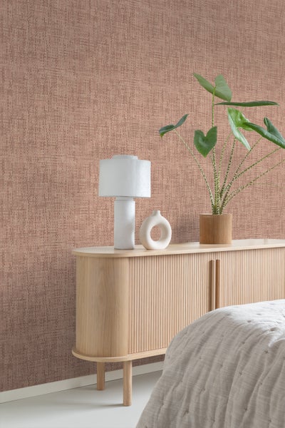 Origin Wallcoverings Tapete Leinen-Optik Terrakottarosa - 50 x 900 cm - 348054