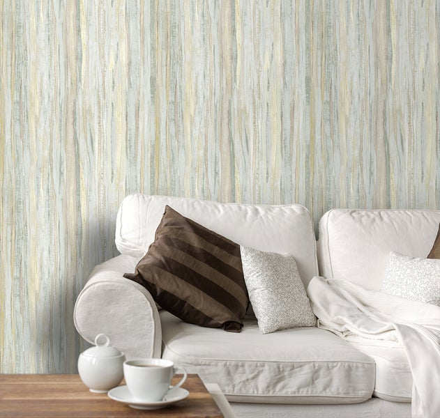 Sanders und Sanders Tapete Streifen Beige und Hellblau - 53 cm x 10 m - 640021