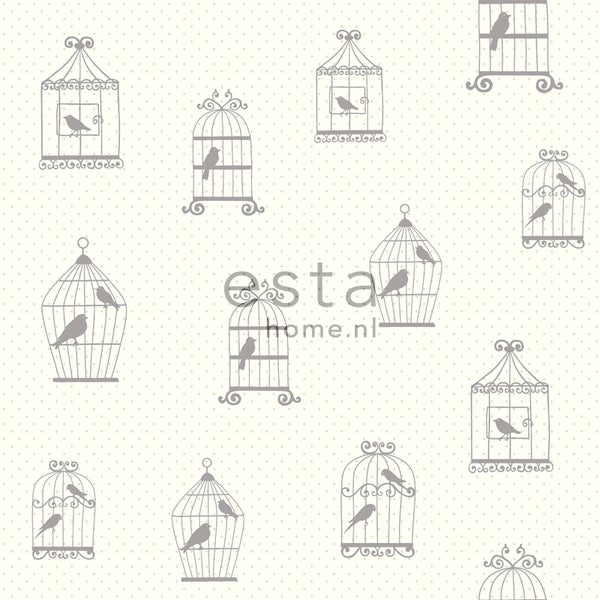 ESTAhome Tapete Vogelkäfige Silber - 53 cm x 10.05 m - 137339
