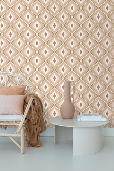 ESTAhome Tapete Retro-Ornamente Beige und Braun - 50 x 900 cm - 130985