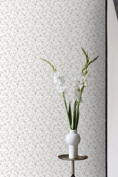 Sanders und Sanders Tapete Blumen Graugrün, Lila und Weiß - 53 cm x 10 m - 640405