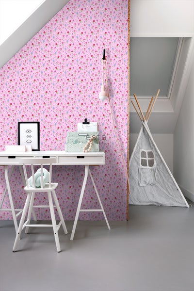 ESTAhome Tapete Blumen Rosa - 53 cm x 10.05 m - 137318