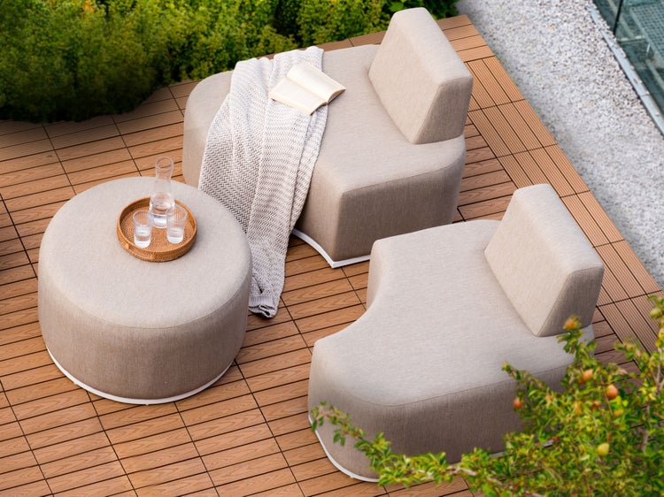 Lounge Set mit Tisch 2-Sitzer FABRO Stoff Beige