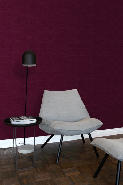 ESTAhome Tapete Leinen-Optik Burgunderrot - 53 cm x 10.05 m - 148697
