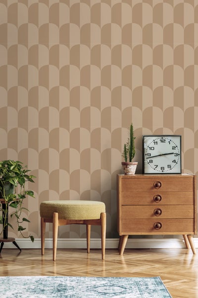 ESTAhome Tapete Art Decó Muster Beigebraun - 50 x 900 cm - 131233