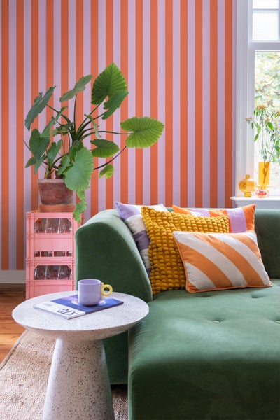 ESTAhome Tapete Streifen Orange und Violett - 53 cm x 10.05 m - 139904