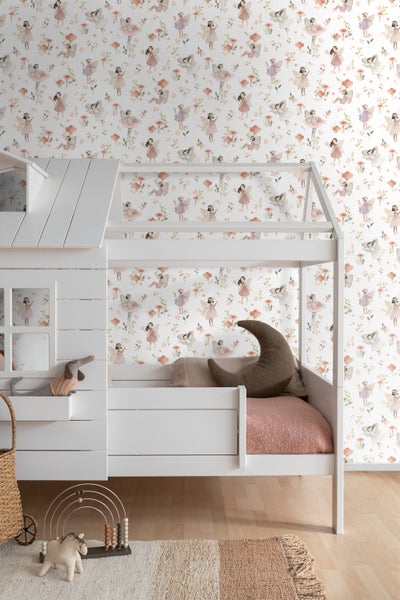 ESTAhome Tapete Elfen Rosa und Weiß - 50 x 900 cm - 131338