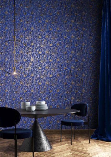 Masureel Tapete Blumen Blau - 53 cm x 10.05 m - 630017
