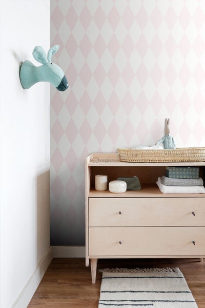 Origin Wallcoverings Tapete Karomuster Rosa und Weiß - 53 cm x 10.05 m - 347694