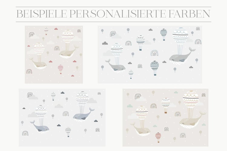 Kindertapete Wale und Luftballons 400 x 250 cm
