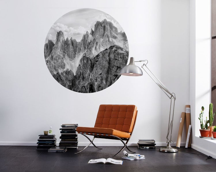 Sanders und Sanders selbstklebende runde Tapete Landschaft Schwarz-Weiß - Ø 125 cm - 611793