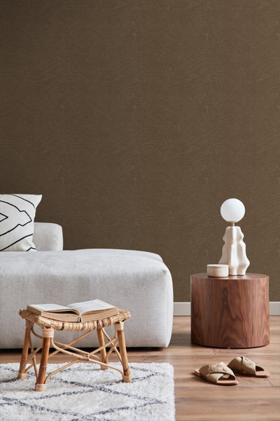 ESTAhome Tapete 3d Wellenförmige Linien Braun - 50 x 900 cm - 131366