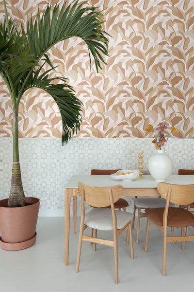 ESTAhome Tapete tropische Blätter Beige und Terrakotta - 50 x 900 cm - 139944