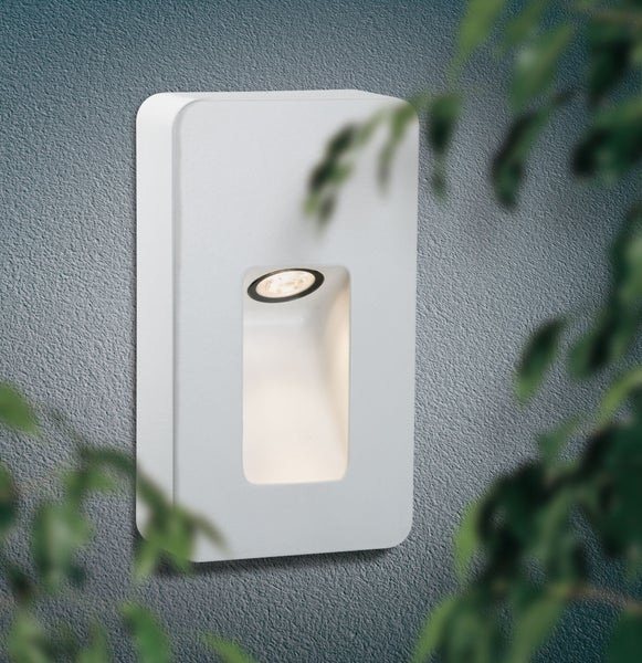 LED Außenwandleuchte Slot IP44 rund 93x41mm 2700K 2,4W 120lm 230V 30° Weiß matt Aluminium