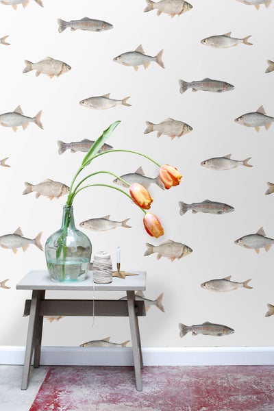 ESTAhome Tapete Fische Grau - 50 x 900 cm - 139362