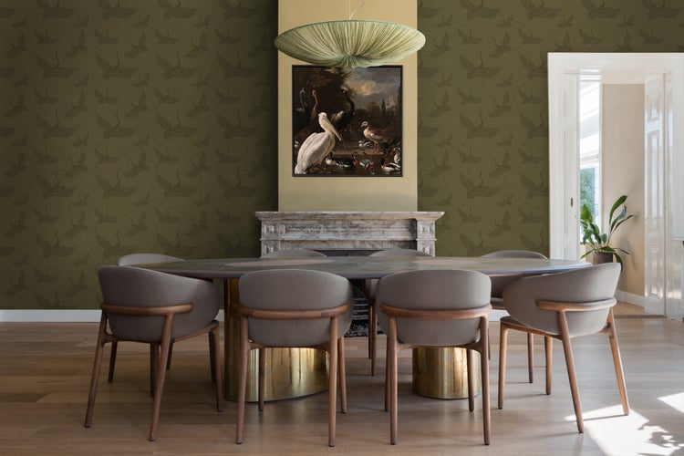 Origin Wallcoverings Tapete Kraniche Ockergelb - 53 cm x 10.05 m - 347758