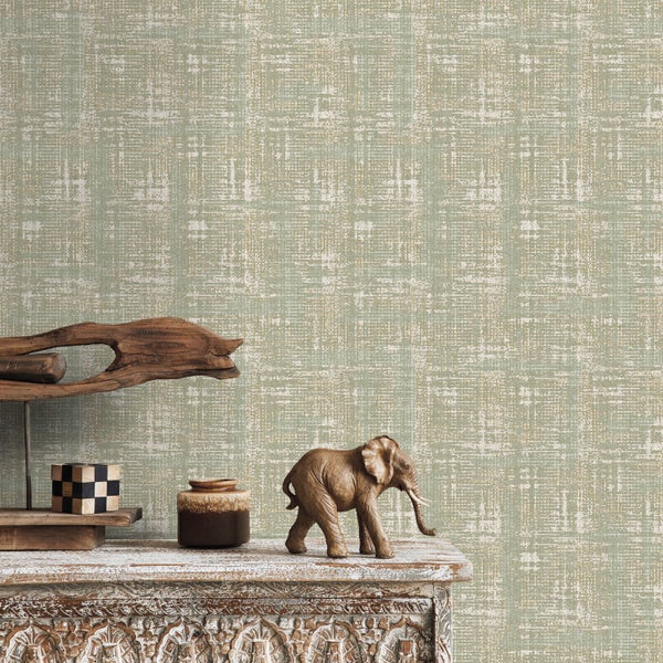 Detailaufnahme einer Tapete mit abstrakten Mustern im Interieur