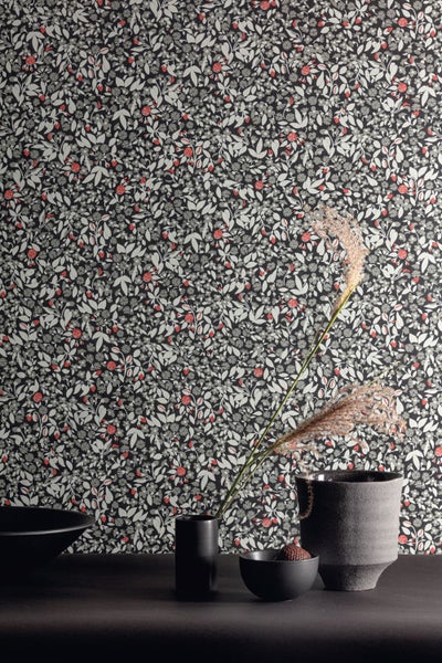 Masureel Tapete Blumen Schwarz - 53 cm x 10.05 m - 632029