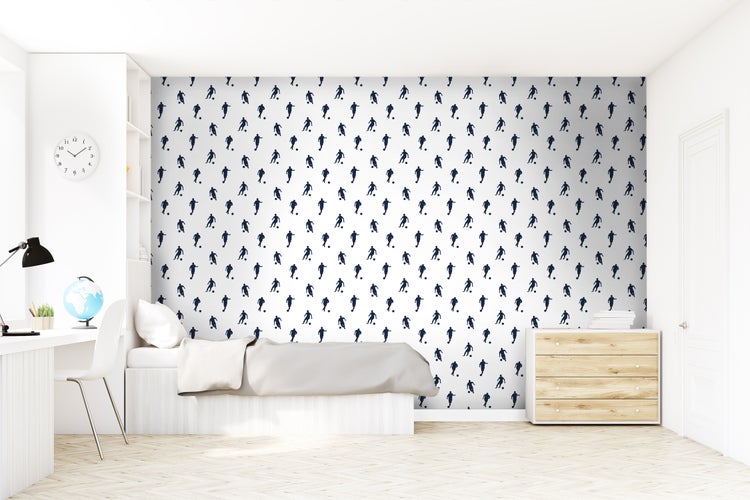 Walls4You Tapete Fußballer Dunkelblau - 53 cm x 10,05 m - 935289