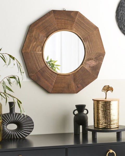 Wandspiegel ASEM 60 cm 60 cm Pappelholz Braun
