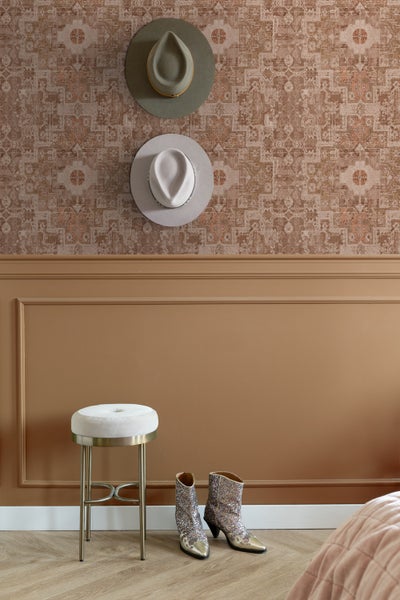 ESTAhome Tapete orientalisches Kelim-Patchwork Graubraun - 50 x 900 cm - 131365