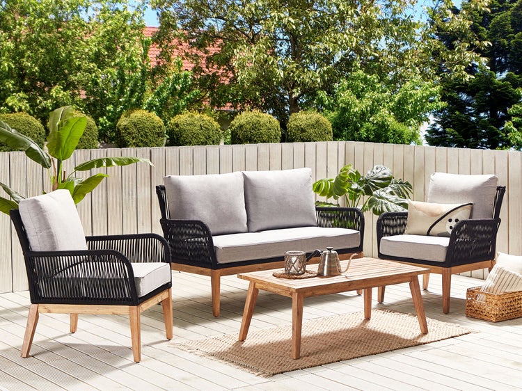 Lounge Set mit Tisch 4-Sitzer MERANO Akazienholz Grau