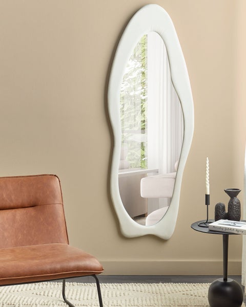 Wandspiegel REIGNY 57 cm 160 cm Samtstoff Weiß