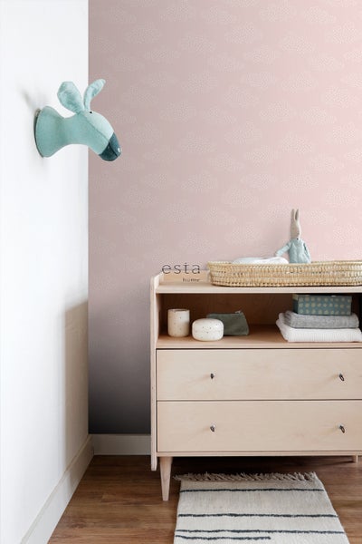 ESTAhome Tapete kleine Wolken Hellrosa - 50 x 900 cm - 139516