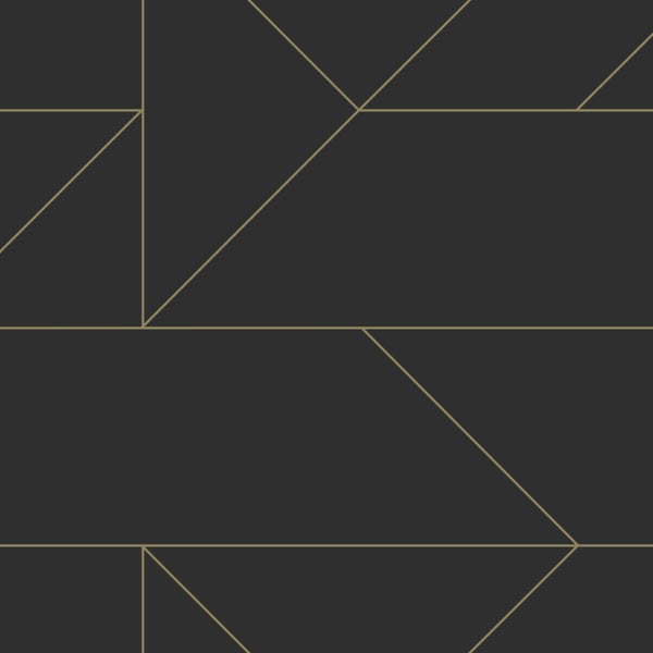 Origin Wallcoverings Tapete grafische Linien Schwarz und Gold - 53 cm x 10.05 m - 347726