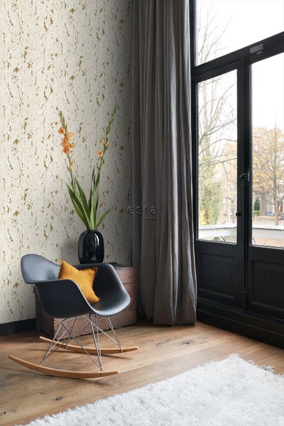ESTAhome Tapete Kork Crême-Weiß und Gold - 50 x 900 cm - 139335
