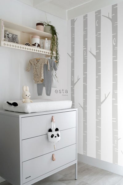 ESTAhome Fototapete Birkenstämme Grau - 150 x 279 cm - 158924
